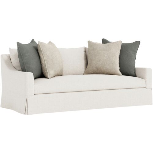 Grace Linen Skirted Sofa, White